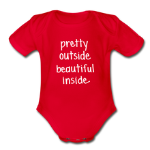 Load image into Gallery viewer, Beautiful Inside Organic Short Sleeve Baby Bodysuit - red