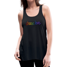 Load image into Gallery viewer, Rainbow Pride Choose Love Women&#39;s Flowy Tank Top by Bella - black
